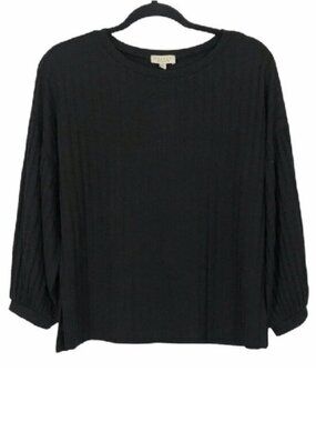 Status by Chenault Rib-Knit Puff Sleeve Boxy Top